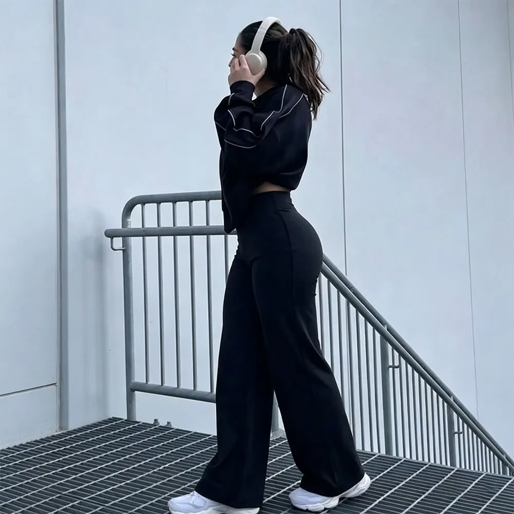 kf-S4742a4b8cafe4c10924db6f266eafd35Z Sports Straight Wide Leg Pants Ultra Soft Butter Like Fabric Butt Lifting Slimming Sweatpants Naked Feeling Gym Workout Running - Image 1