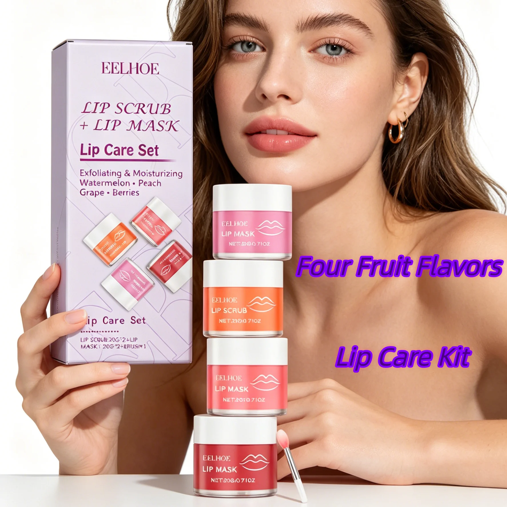 kf-S48377f711ecf4f58a1a81b8c1bfeb3a8S Four Fruit Flavors Lip Care Kit-24H Day&Night Lip Ritual,Double Fruity Exfoliation&Intense Overnight Sleep Mask,Anti-Aging & Line Smoothing&The Ultimate Self-Care Gift - Image 1