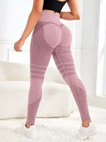 Seamless high-waisted hip-lifting yoga pants, elastic quick-drying tight pants, women's outdoor sports running, cycling and fitn - Image 5