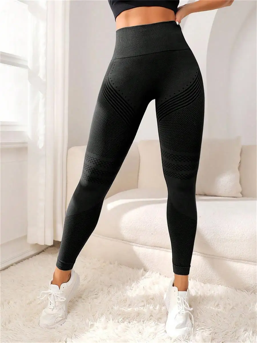 kf-S8ef1868a3d2140179b66eb03ff07ae77W Seamless high-waisted hip-lifting yoga pants, elastic quick-drying tight pants, women's outdoor sports running, cycling and fitn - Image 1